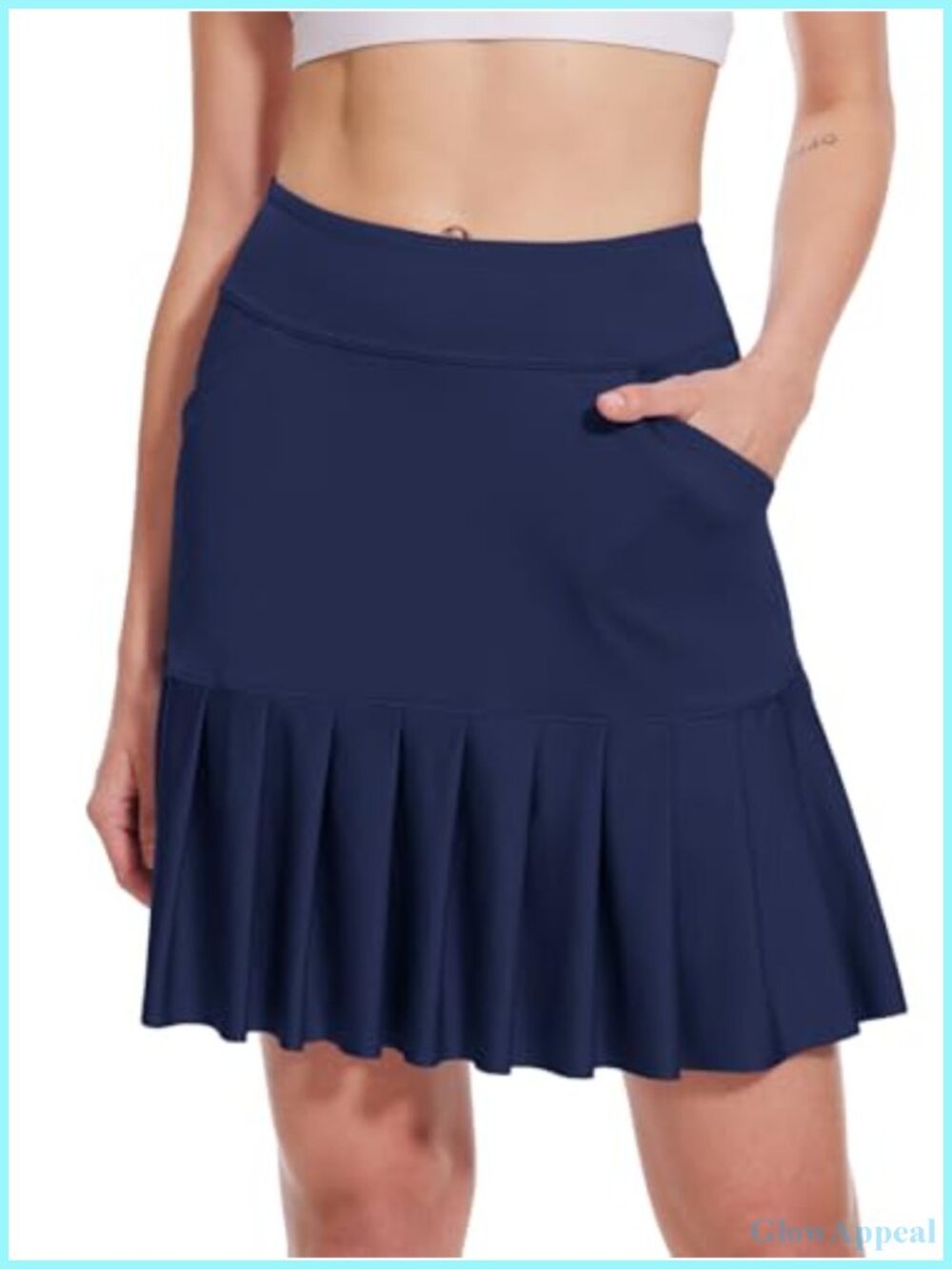 High Waisted Golf Skirts for Women Knee Length Ruffle Hem Tennis Skort with